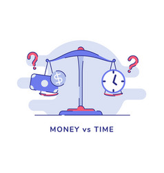 Money vs time money dollar clock on scale with Vector Image