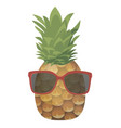 cartoon pineapple in glasses colorful print vector image vector image