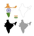 india country black silhouette and with flag vector image