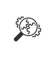 loupe with gear icon in flat style magnifying vector image
