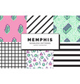 memphis seamless patterns set vector image vector image