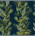 seamless pattern with jungle trees and flowers vector image