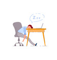 sleeping worker isolated exhausted worker vector image