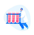 female nurse character carrying test tubes vector image