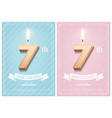 burning number 7 birthday candle with vintage vector image vector image