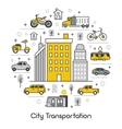 city transportation line art thin icons set vector image