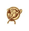 cow bull head rope circle etching vector image