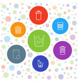 7 trashcan icons vector image vector image