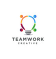 connection people and lighting bulb logo icon vector image