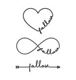 follow - word with infinity symbol hand drawn vector image vector image