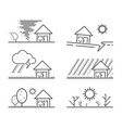 set of black isolated natural disaster symbol vector image