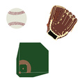 baseball field ball and glove vector image vector image