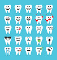 set cute tooth emoji emoticons vector image vector image