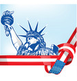 usa flag with statue liberty vector image