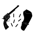wild west wood handle revolver with holster vector image vector image