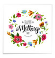 lettering happy mothers day in flower frame vector image