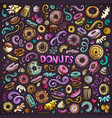 cartoon set of donuts objects and symbols vector image vector image