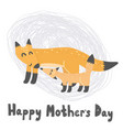 happy mother s day card with cute foxes vector image vector image