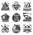 vintage mining labels set vector image