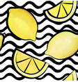 wave tile pattern tropical fruit lemon ornamental vector image vector image