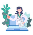 woman doctor making telemedicine online vector image