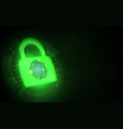 cyber security and padlock with fingerprint vector image vector image