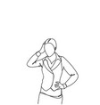 doodle frustrated business woman holding head vector image