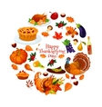 happy thanksgiving day round sticker emblem vector image