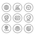 set round line icons globe vector image