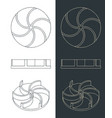 water pump impeller blueprints vector image vector image