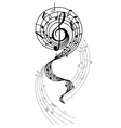 Music notes on swirling staves Royalty Free Vector Image