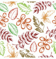 leaves seamless pattern hand drawn sketch vector image