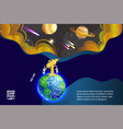 space science cartoon flat vector image vector image