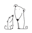 two cartoon brown dog parent and kid vector image vector image