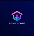 logo people care gradient line art style vector image