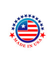 made in usa label icon with flag of united states vector image