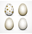 set of white easter eggs with gold glitter vector image