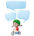 speech bubble template with girl riding bike vector image