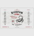 font scorpion sting craft retro vintage typeface vector image vector image