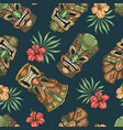 tiki mask pattern seamless colorful vector image