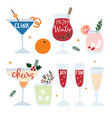 set hand drawn alcoholic drinks cocktails vector image