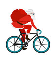 santa bicycle delivery messenger red with gifts vector image