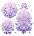 set of indian floral ornaments mandala henna vector image
