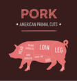 american primal pork meat cuts diagram vector image vector image