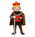 King with sword and crown Royalty Free Vector Image