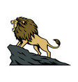 lion roaring on the mountain hill cartoon vector image vector image