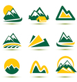 mountain icons set vector image vector image