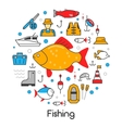 fishing line art thin icons set vector image