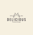 lines crabs with spoon and fork logo design icon vector image