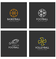 set of line art logotype templates with sport vector image